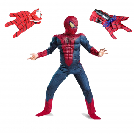 Set costum Spiderman cu muschi si 2 lansatoare, rosu [0]