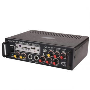 Amplificator digital, tip Statie, 2x25 W, telecomanda, USB-SD, 2 intrari microfon, briceag buzunar cadou [3]