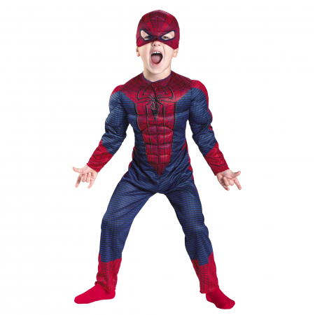 Set costum Spiderman cu muschi, 2 lansatoare si masca plastic LED, rosu [1]