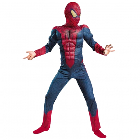 Set costum Spiderman cu muschi, 2 lansatoare si masca plastic LED, rosu [2]