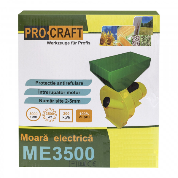 Moara Electrica ProCraft, 3.5 kW, 3000 rpm, 3 site interschimbabile, dispozitiv pentru maruntirea tulpinilor cadou [5]