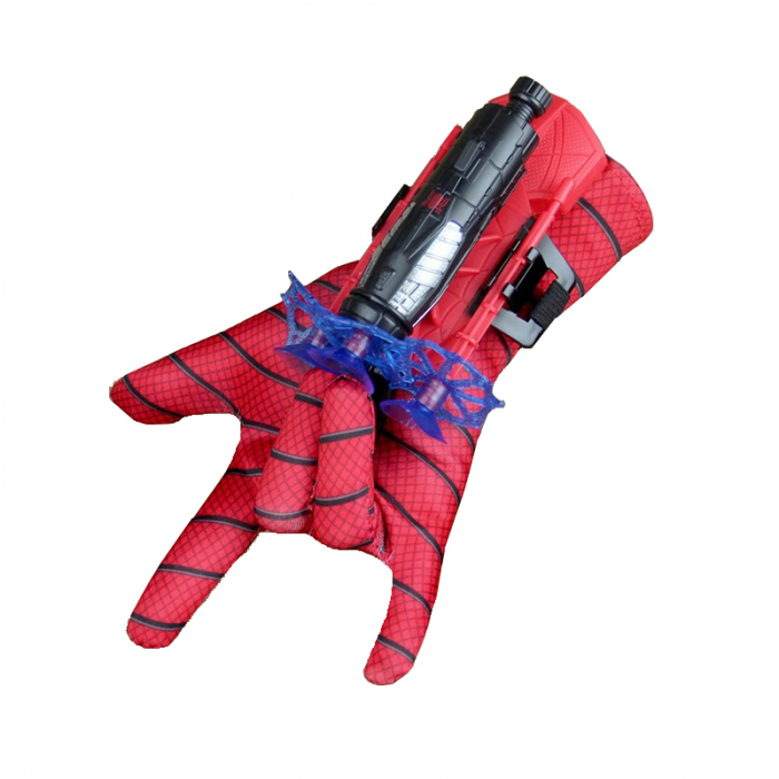 Set costum cu muschi Spiderman, manusa cu lansator si masca plastic LED, rosu [7]