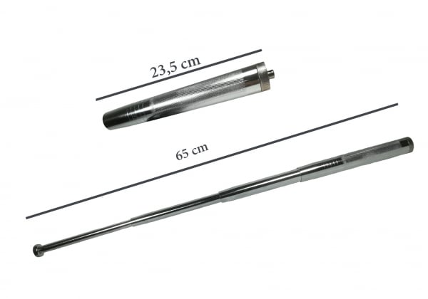 Set baston telescopic din otel, argintiu, 64 cm + box negru 0.5 cm grosime [4]