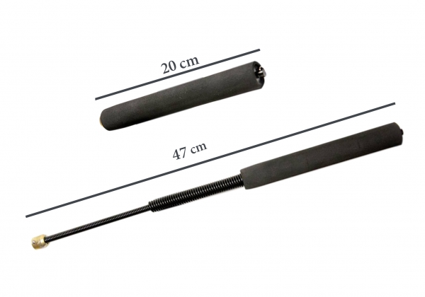 Set baston telescopic flexibil negru 47 cm + box argintiu 0.5 cm grosime [4]