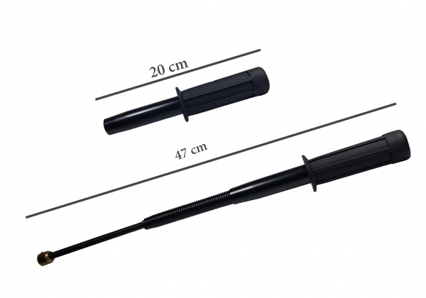 Set baston telescopic flexibil negru maner tip tonfa 47 cm +  box negru 0.5 cm grosime [7]