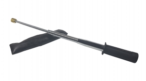 Set baston telescopic flexibil argintiu, maner cauciuc, 47 cm + box negru model nou [1]