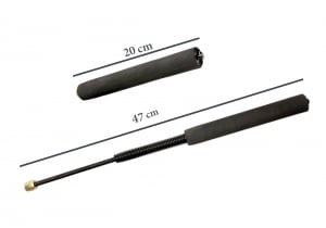 Set baston telescopic flexibil negru 47 cm + box argintiu 1 cm grosime [3]