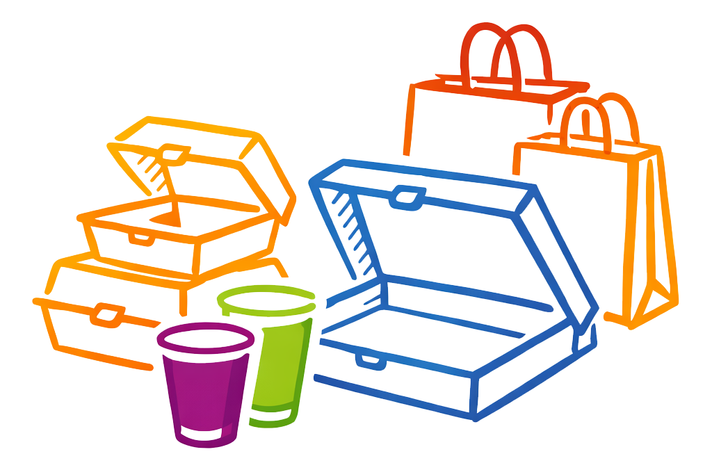 Custom paper and cardboard packaging for takeaway food