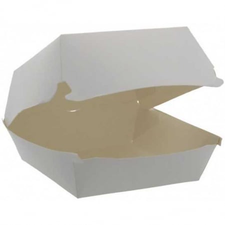 WHITE CARDBOARD BOXES BURGER - Packaging, fast food boxes made of paper and white cardboard