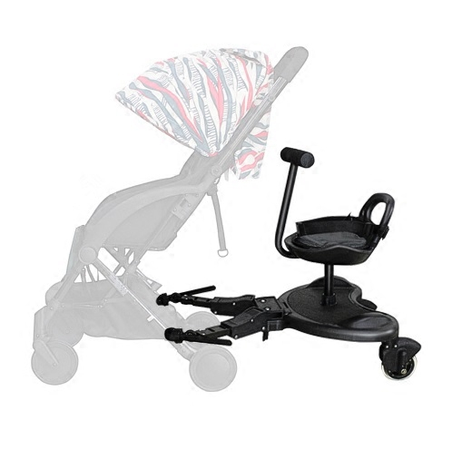 Adaptor de carucior pentru al doilea copil, buggy board cu scaun demontabil, 2 roti, capacitate 25 kg, universal, Ideas4Comfort, negru [1]