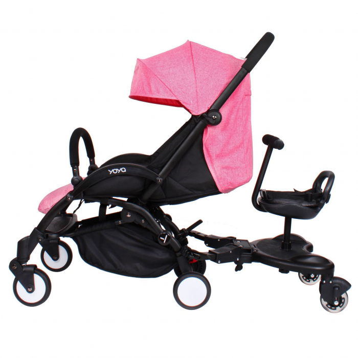 Adaptor de carucior pentru al doilea copil, buggy board cu scaun demontabil, 2 roti, capacitate 25 kg, universal, Ideas4Comfort, negru [7]
