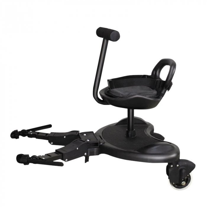 Adaptor de carucior pentru al doilea copil, buggy board cu scaun demontabil, 2 roti, capacitate 25 kg, universal, Ideas4Comfort, negru [2]