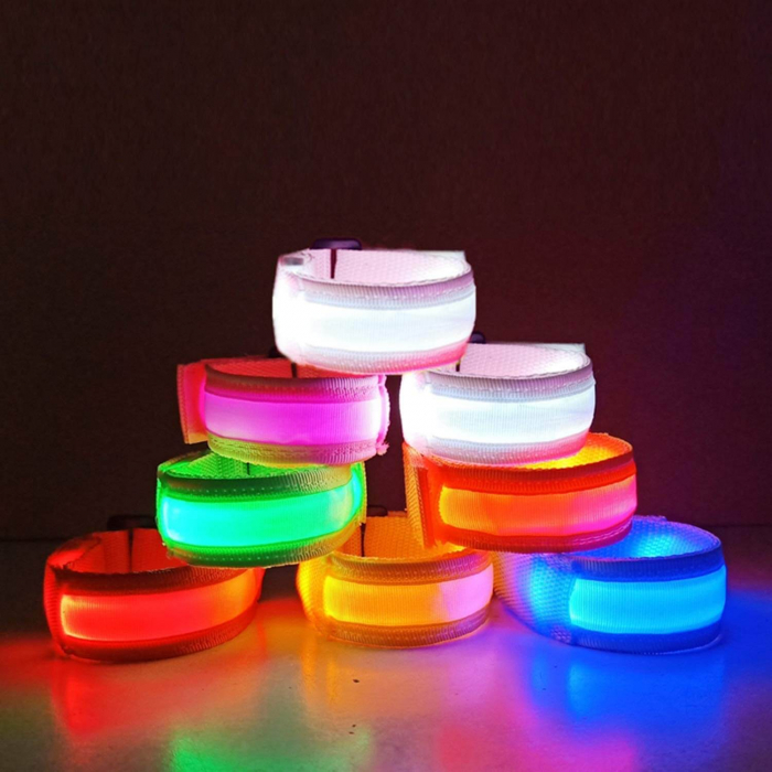 Set 2 benzi iluminare cu LED reincarcabile USB, bratara LED cu 3 moduri de iluminare, 20 cm lungime, vizibilitate 360 grade, Ideas4Comfort, rosu [9]