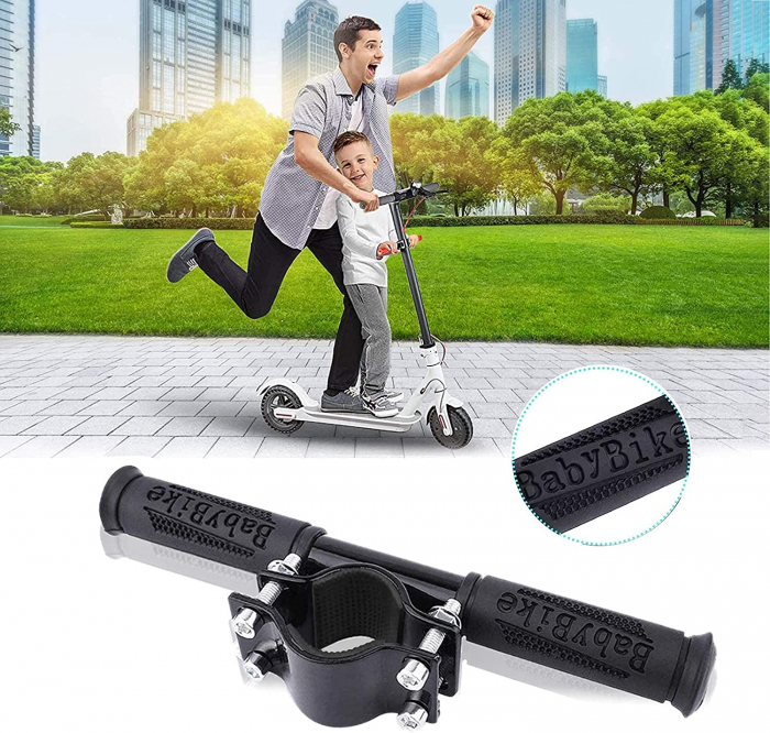 Maner ghidon suplimentar trotineta, scuter, 23 cm, reglabil, mansoane din silicon, ghidon de copil pentru trotineta, Ideas4Comfort (negru/rosu) [9]