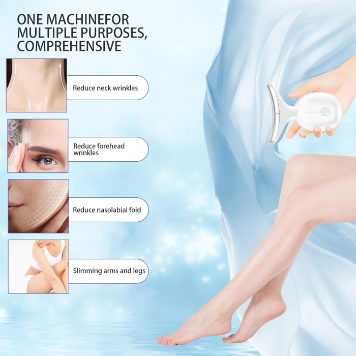 Aparat masaj facial multifunctional 7 in 1, ingrijire fata/gat, reincarcabil USB, reduce ridurile, 3 moduri masaj, lifting facial anti-aging, vibratii, lifting, terapie cu lumina LED 7 culori [4]