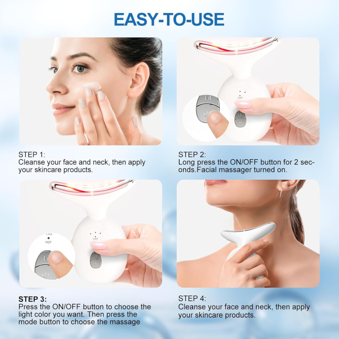 Aparat masaj facial multifunctional 7 in 1, ingrijire fata/gat, reincarcabil USB, reduce ridurile, 3 moduri masaj, lifting facial anti-aging, vibratii, lifting, terapie cu lumina LED 7 culori [2]