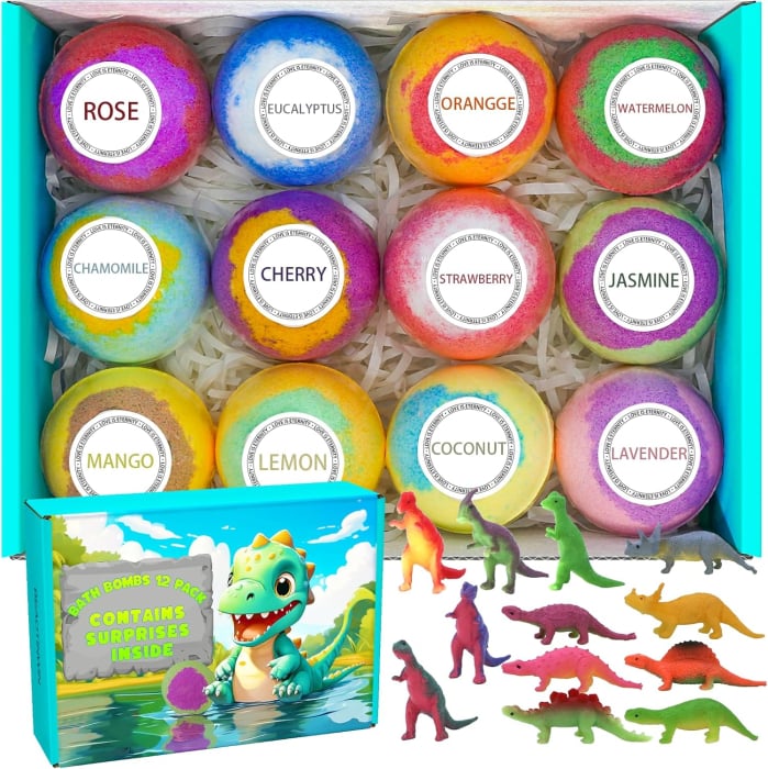 Set 6 bile efervescente baie copii cu jucarie surpriza, naturale, 120g [2]