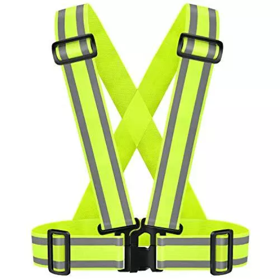 Bretele reflectorizante elastice cu benzi de semnalizare, ajustabila, marime universala, unisex, pentru ciclism sau sporturi nocturne, Ideas4Comfort, verde [10]
