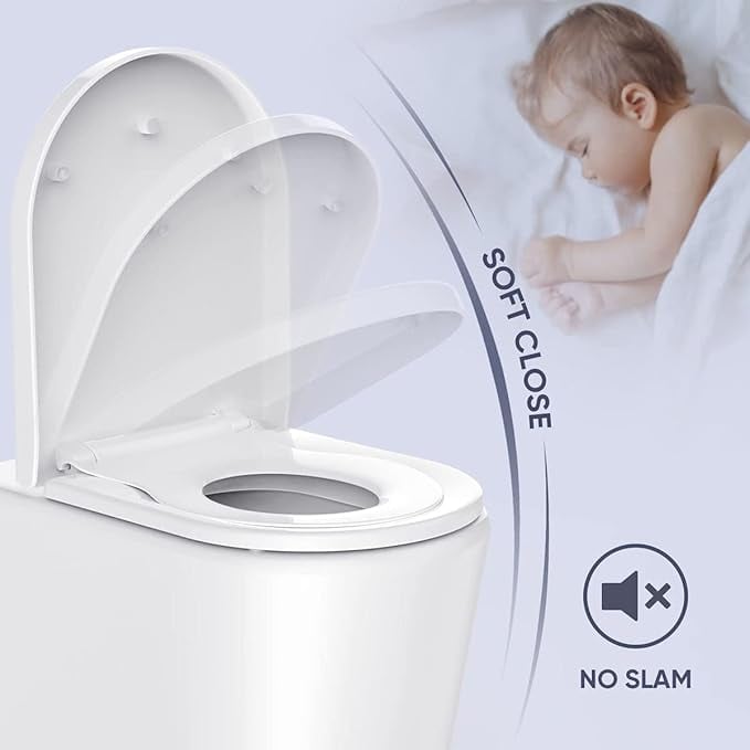Capac WC cu reductie 2 in 1, GABOS, capac de toaleta pentru baie pentru copii si adulti, cu balamale metalice, cu inchidere lenta, plastic rezistent, cu prindere magnetica, usor de instalat si curatat [4]