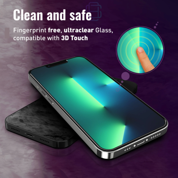 Folie sticla iPhone 13 Pro Max, set 2 buc, DefenSlim, instalare usoara cu dispozitiv de potrivire automata, Easy Install Kit patentat [6]