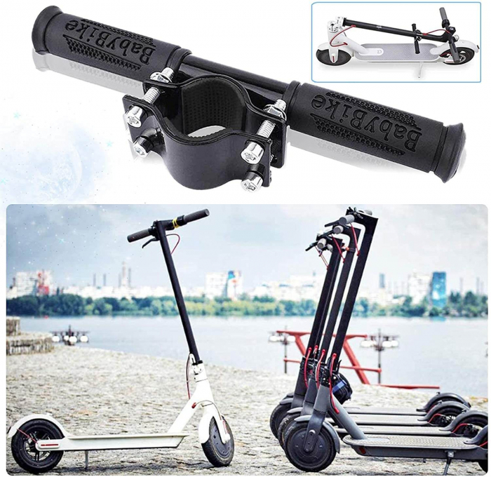 Maner ghidon suplimentar trotineta, scuter, 23 cm, reglabil, mansoane din silicon, ghidon de copil pentru trotineta, Ideas4Comfort (negru/rosu) [6]