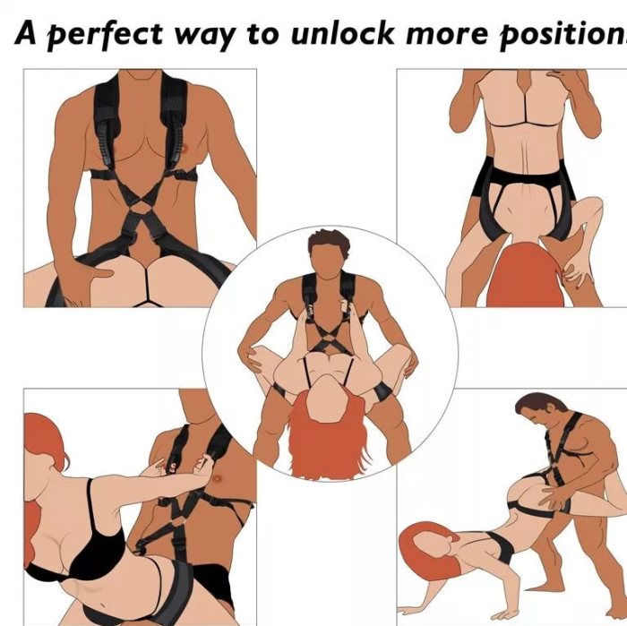 Ham erotic BDSM, jucarii sexuale pentru cupluri, marime universala, cu masca dantelata, panglica satinata de ochi, lenjerie din plasa elastica incluse [8]