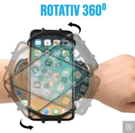 Husa banderola telefon de brat pentru alergat, cu prindere pe inchietura mainii, pentru sala, plimbari, yoga, cu buzunar chei, casti, negru [3]