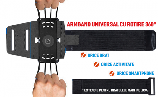 Husa Banderola pentru brat / mana cu 360° rotire si cu acces usor la ecran, pentru alergat, sala, bicicleta, drumetii, Roz [6]
