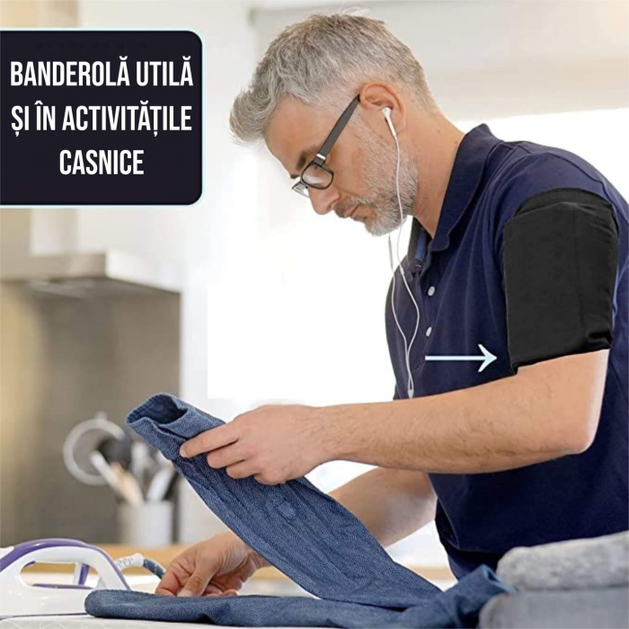 Husa banderola telefon pentru brat/mana alergat, sala, plimbari, yoga, jogging, ideas4comfort, marimi S, M, L, negru [7]
