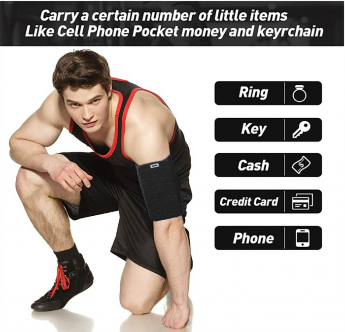 Husa banderola telefon pentru brat/mana alergat, sala, plimbari, yoga, jogging, ideas4comfort, marimi S, M, L, negru [8]