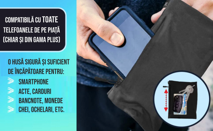 Husa banderola telefon pentru brat/mana alergat, sala, plimbari, yoga, jogging, ideas4comfort, marimi S, M, L, negru [6]