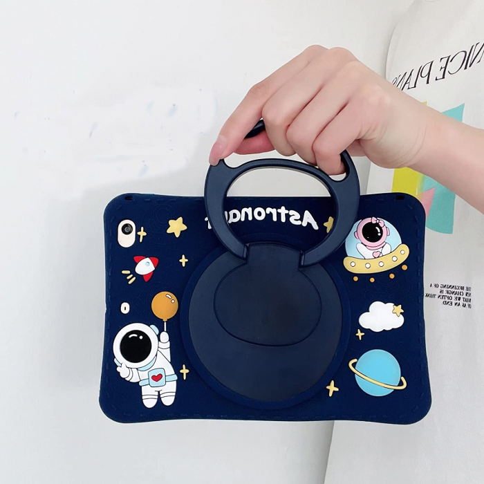 Husa protectie tableta pentru copii compatibila cu Samsung Tab A7 10.4 inch, Tab S6 lite, Tab S6 lite, cu inel suport si banda-snur, Ideas4Comfort™, Astronaut [5]