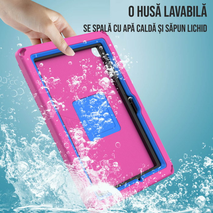 Husa protectie tableta fata/spate pentru copii, compatibila cu Samsung Galaxy TAB A7 Lite 8.7" T220/T225, TAB A 8" T290/295 2019, cu suport-inel, spuma [4]