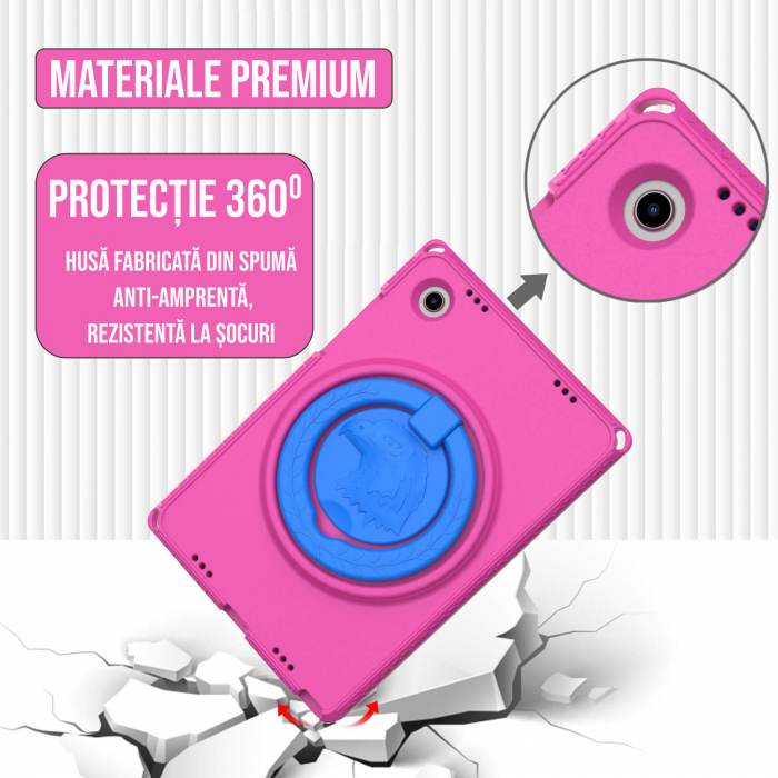 Husa protectie tableta fata/spate pentru copii, compatibila cu Samsung Galaxy TAB A7 Lite 8.7" T220/T225, TAB A 8" T290/295 2019, cu suport-inel, spuma [5]