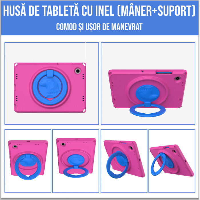 Husa protectie tableta fata/spate pentru copii, compatibila cu Samsung Galaxy TAB A8, TAB A7 10.4 - 10.5 inch, cu suport-inel, spuma (4 culori) [3]