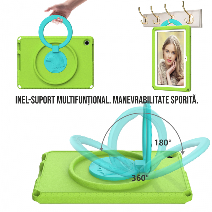 Husa protectie tableta fata/spate pentru copii, compatibila cu Samsung Galaxy TAB A8, TAB A7 10.4 - 10.5 inch, cu suport-inel, spuma (4 culori) [12]