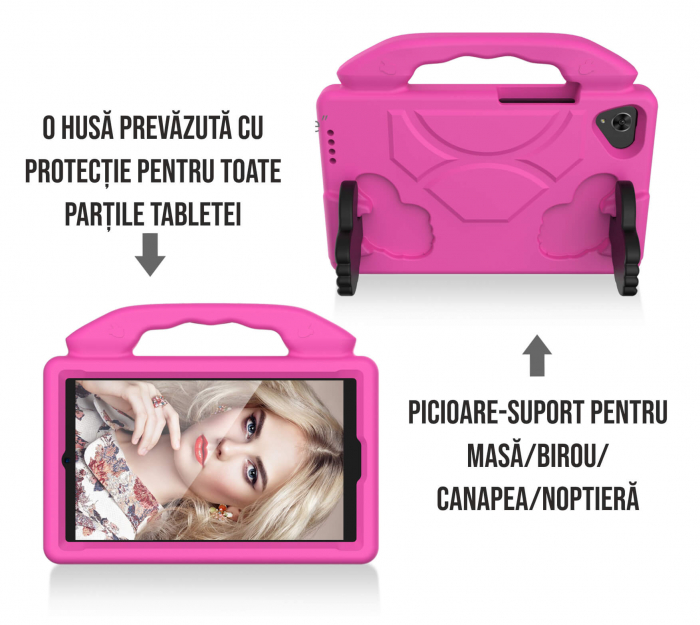 Husa protectie tableta pentru copii compatibila cu Samsung Tab A7 Lite 8.7 inch (T220, T225), Tab A T290, T29 2019 8.0 inch, Ideas4Comfort, protectie silicon antisoc rezistenta la lovituri [3]