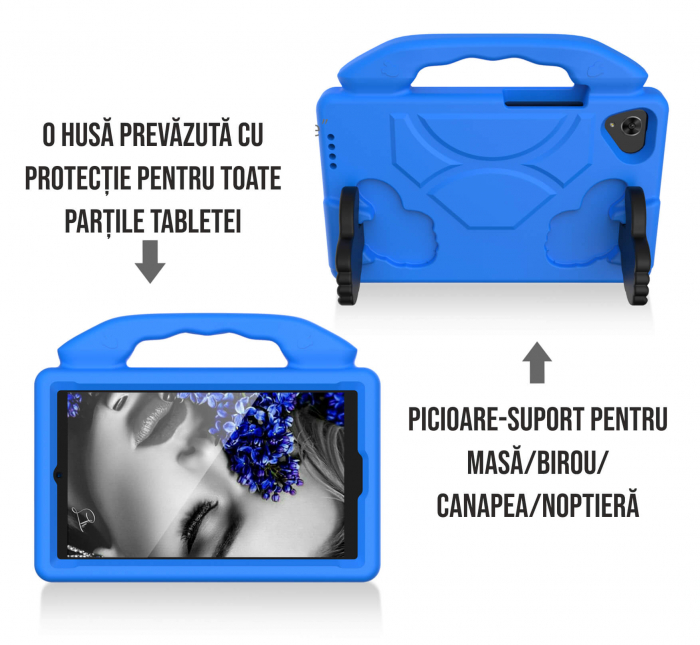 Husa protectie tableta pentru copii compatibila cu Samsung Tab A7 Lite 8.7 inch (T220, T225), Tab A T290, T29 2019 8.0 inch, Ideas4Comfort, protectie silicon antisoc rezistenta la lovituri [6]