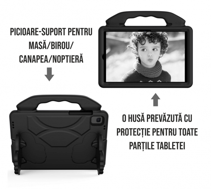 Husa protectie tableta pentru copii compatibila cu Samsung Tab A8 X200 10.5 inch si TAB A7 T500 10.4 inch, Ideas4Comfort, protectie burete antisoc rezistenta la lovituri (4 culori) [6]