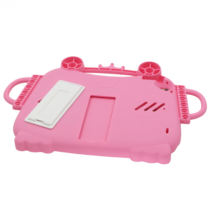 Husa protectie tableta, pentru copii, silicon, iPad Air, iPad Air 2, iPad Pro 9.7, iPad New 9.7, protectie silicon antisoc rezistenta la lovituri, acces la toate porturile, Broasca, roz [5]