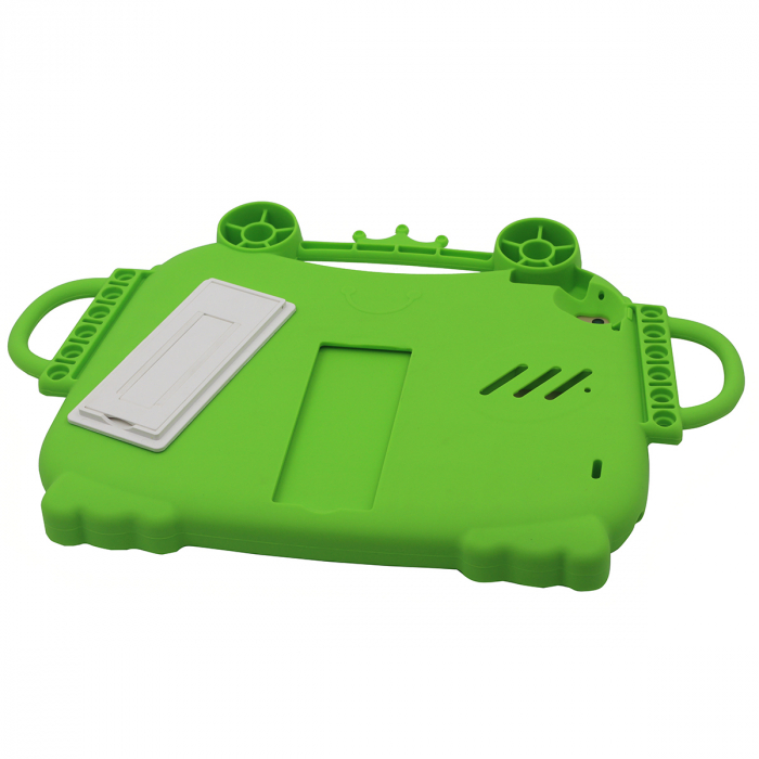 Husa protectie tableta, pentru copii, silicon, iPad Air, iPad Air 2, iPad Pro 9.7, iPad New 9.7, protectie silicon, acces la toate porturile, Broasca (verde, albastru, roz) [6]