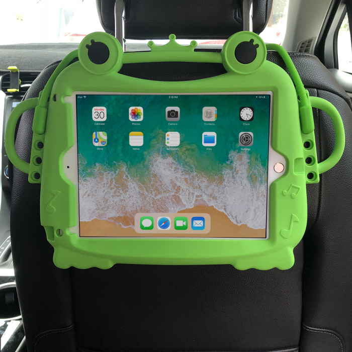 Husa protectie tableta, pentru copii, silicon, iPad Air, iPad Air 2, iPad Pro 9.7, iPad New 9.7, protectie silicon, acces la toate porturile, Broasca (verde, albastru, roz) [4]