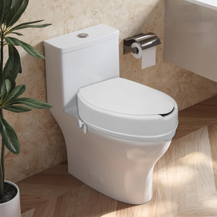 Inaltator WC universal cu capac, inaltime 15 cm, sistem de prindere reglabil, sarcina maxima 200 kg, usor de instalat si curatat, alb [2]