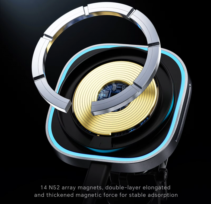 Incarcator MagSafe wireless pentru masina, Ideas4Comfort, fixare in grila de ventilatie, compatibil Android si iOS, incarcare maxim 15W, negru [3]