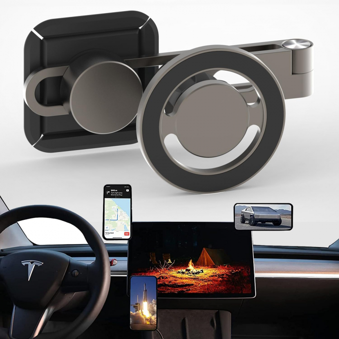 Suport telefon pentru Tesla Model S, Model 3, Model X si Model Y, cu prindere in partea verso a ecranului tactil, compatibil cu iPhone si Android [4]