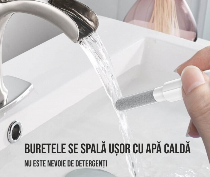 Kit de curatare casti 3 in 1 pentru AirPods, Earbuds, casti wireless, smartphone, Ideas4comfort, universal, alb [5]