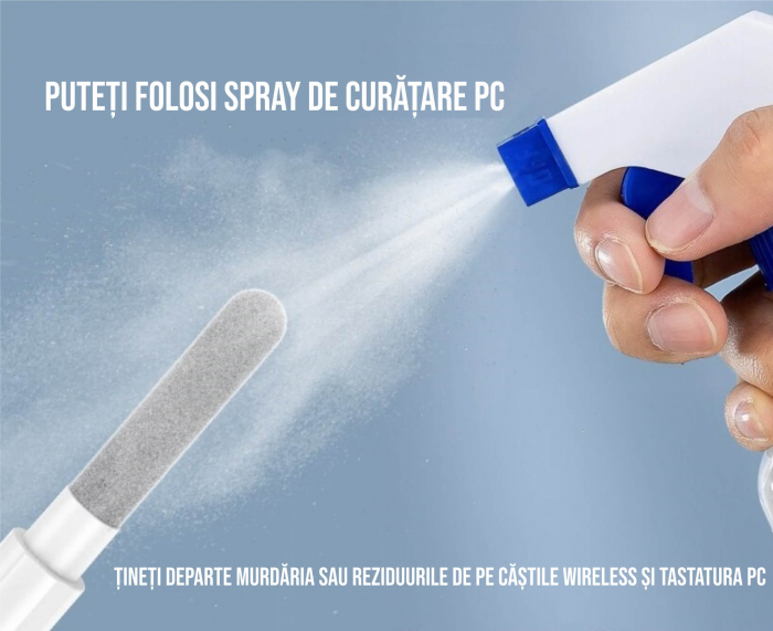 Kit de curatare casti 3 in 1 pentru AirPods, Earbuds, casti wireless, smartphone, Ideas4comfort, universal, alb [7]