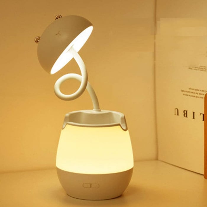 Lampa de birou cu suport pixuri reglabila, lampa de veghe poratbila, USB reincarcabila, BPA-free, Ursulet, maro [3]