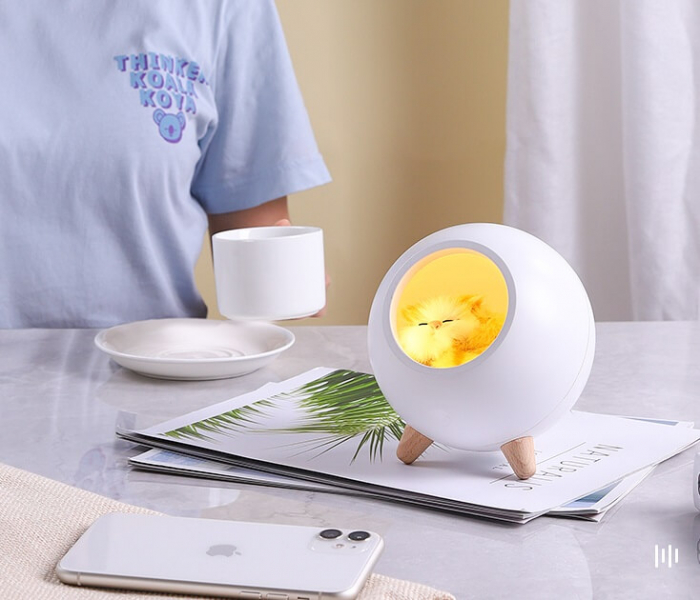 Lampa de veghe pentru copii cu boxa bluetooth, portabila, LED, Ideas4Comfort, reincarcabila USB, Casuta Pisicii - 3 culori [6]