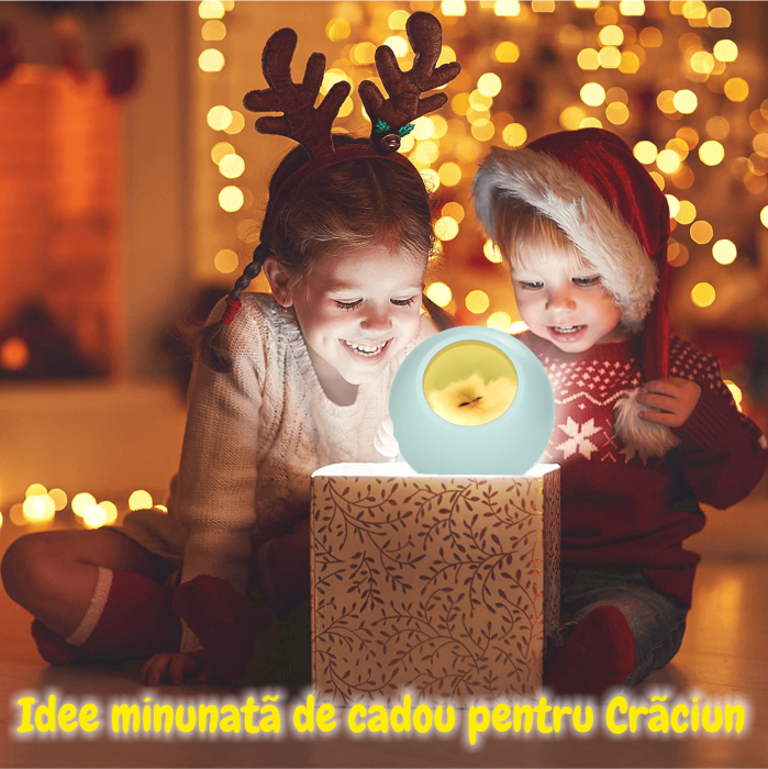 Lampa de veghe pentru copii cu boxa bluetooth, portabila, LED, Ideas4Comfort, reincarcabila USB, Casuta Pisicii - 3 culori [10]
